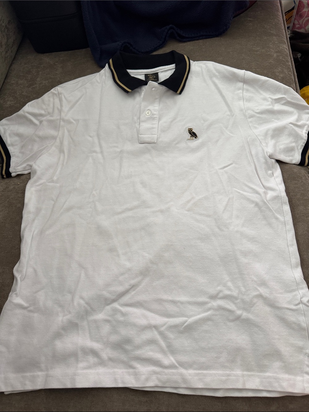 White Polo with Black & Gold Trim - Men's Short Sleeve Polo